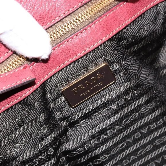 PRADA Shoulder Bag Leather Nylon Red Gold Auth 138849 - Picture 10 of 16